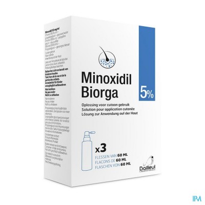 Minoxidil Biorga 5% Opl Cutaan Koffer Fl 3x60ml