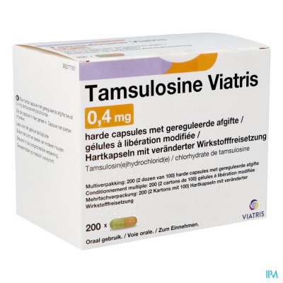 Tamsulosine Viatris 0,4mg Verl.afg.caps 200 Blist.