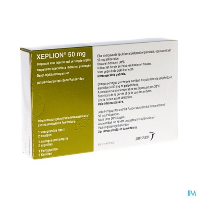 Xeplion 50mg Susp Inj Verl.afg. 1 Voorgev Sp+2nld