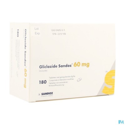 Gliclazide Sandoz 60mg Geregul.afgifte Comp 180