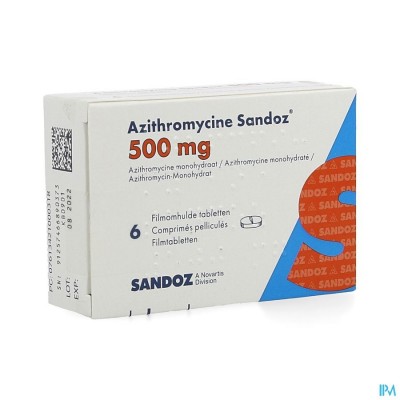 Azithromycine 500mg Sandoz Tabl Omhulde 6x500 mg