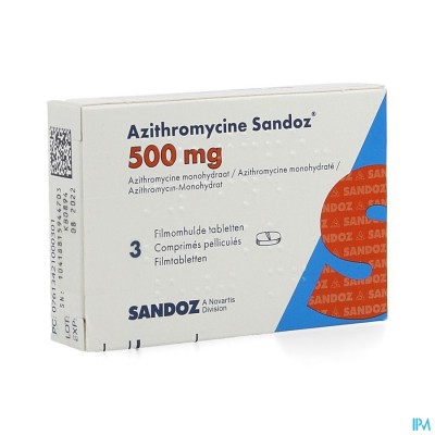 Azithromycine 500mg Sandoz Tabl Omhulde 3x500 mg