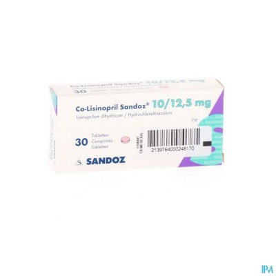 Co Lisinopril Sandoz Comp 30 X 10/12.5mg