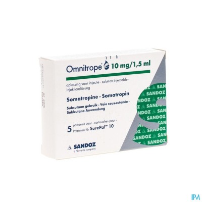 Omnitrope Sandoz 10mg/1,5ml Opl Inj Patroon Glas 5