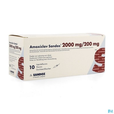 Amoxiclav Sandoz 2 000 mg - 200 mg inf. opl. (pdr.) i.v. flac. 10 (200 mg - 200 mg)