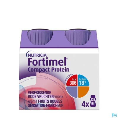 Fortimel Compact Protein Verfrissende Rode Vruchten Flesjes 4x125 ml