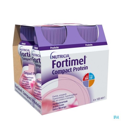 Fortimel Compact Protein Aardbei Flesjes 4x125 ml