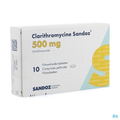 Clarithromycine Sandoz 500mg Filmomh Tabl 10