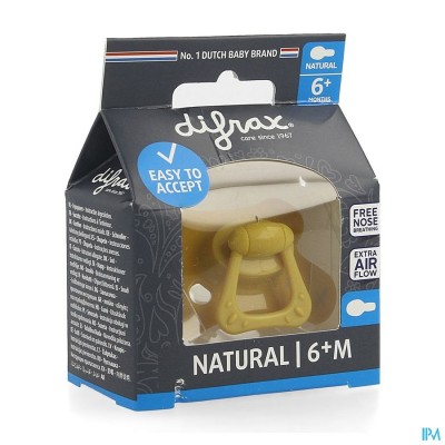 Difrax Fopspeen Natural 6m+ Uni/pure Geel/honey