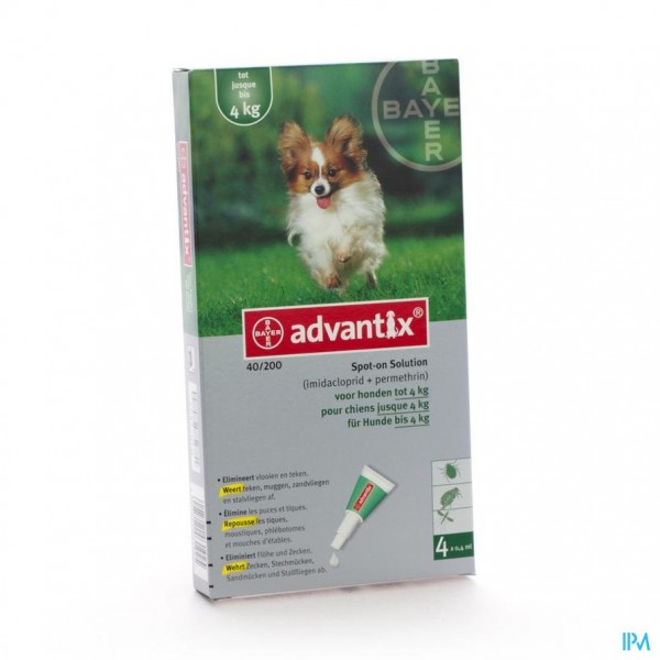 Advantix 200 Honden < 4kg Fl 4x0,4ml | Apotheek Sollie