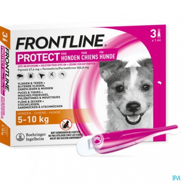 Hoop van criticus verschijnen Frontline Protect Spot On Opl Hond 5-10kg Pipet 3 | Apotheek Sollie